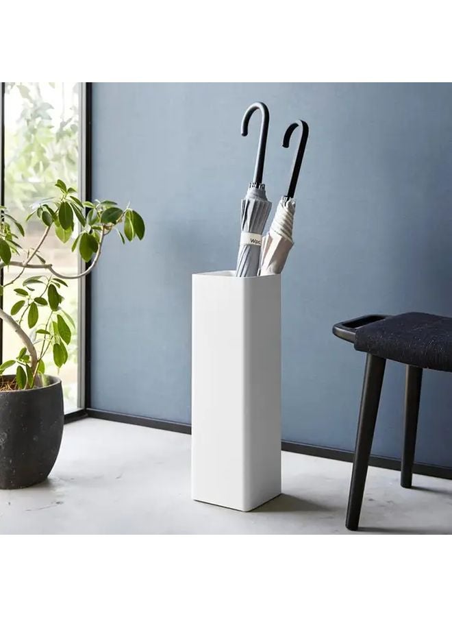 White Slim Iron Corner Umbrella Stand Quick Dry Diatomite Base Compact Floor Design - Image 1